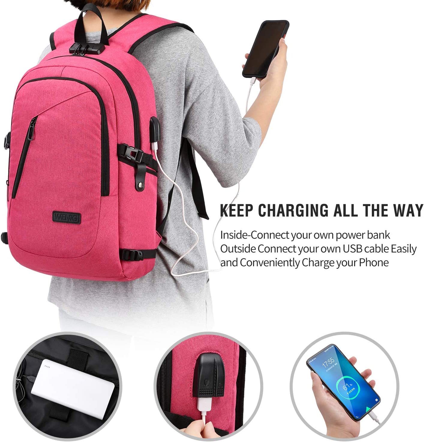 Laptop Backpack,Business Travel Anti Theft Backpack Gift for Men Women with USB Charging Port Lock,Slim Durable Water Resistant College School Bookbag Computer Bag Fits 15.6 Inch Laptop Notebook - Image 2